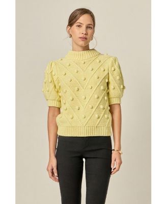 Women's Pom Pom Puff Sleeve Sweater