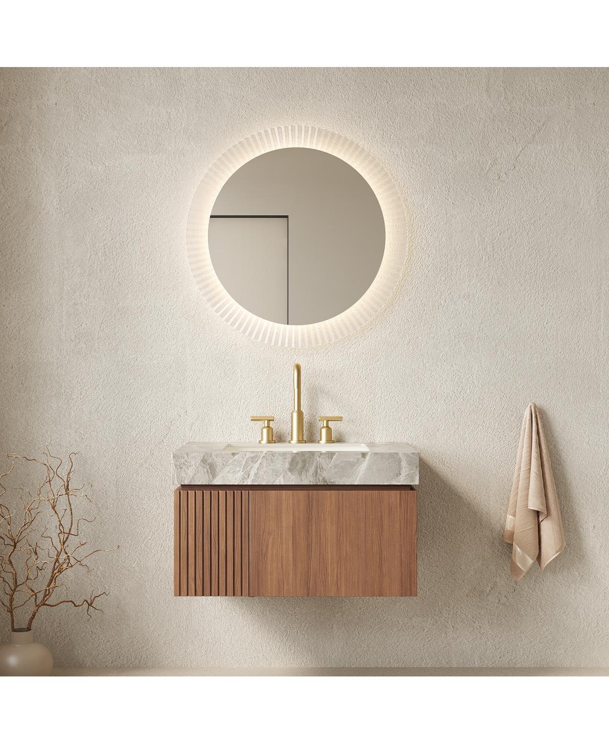 Sillysis Wall Mounted Bathroom Vanity, Sintered Stone Countertop, Undermount Ceramic Sink, Soft Close Cabinet