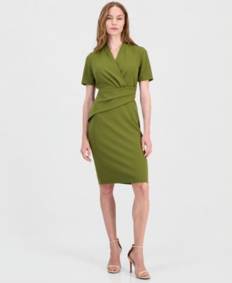 Women's Surplice V-Neck Scuba Crepe Dress