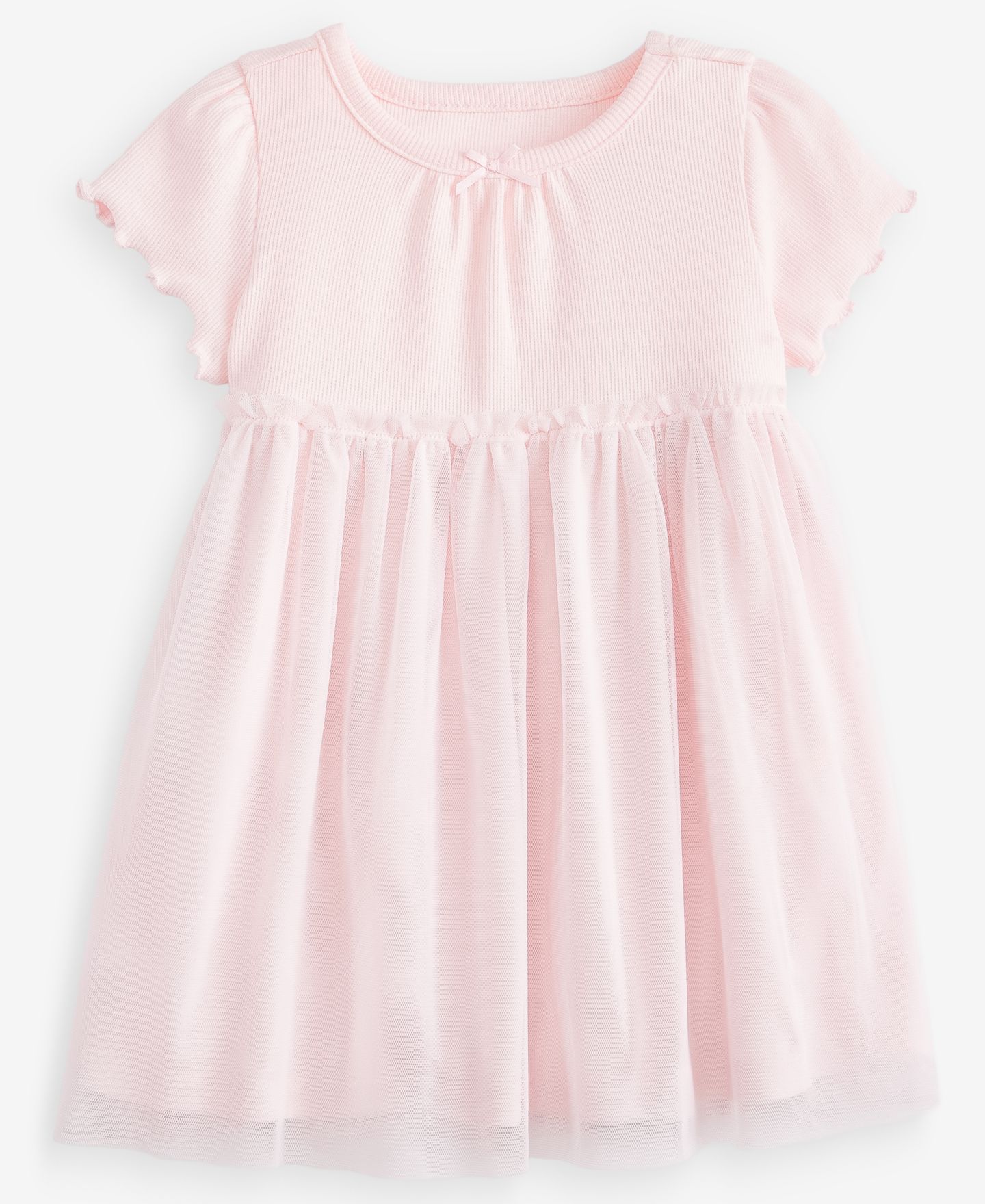 Платье First Impressions Short-Sleeve Tulle-Skirt Dress для девочек-малышей, цвет: Розовый — фото 1