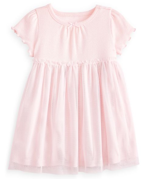 Платье First Impressions Short-Sleeve Tulle-Skirt Dress для девочек-малышей, цвет: Розовый
