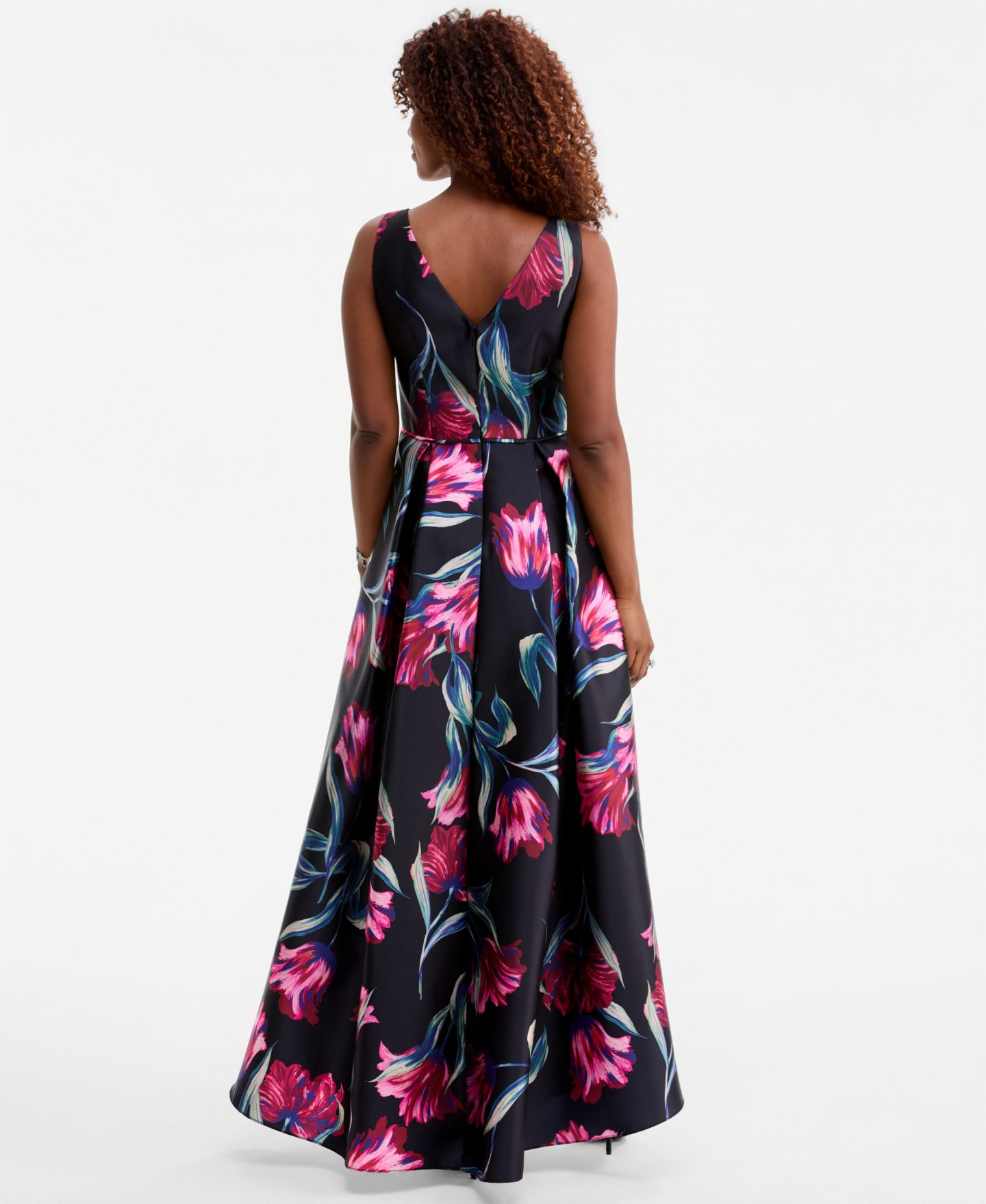 Женское платье Adrianna Papell Printed Sleeveless Midi, цвет: Чёрный разноцветный — фото 4