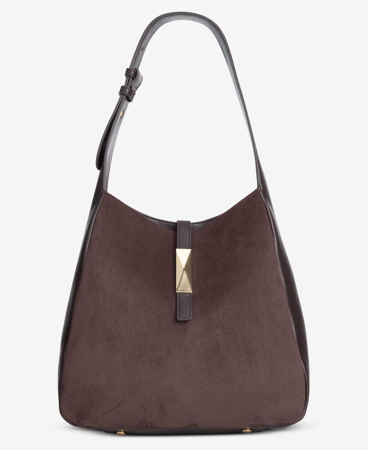 Женская сумка I.N.C. International Concepts Salee Suede Shoulder, цвет: Шоколадный сливовый — фото 1