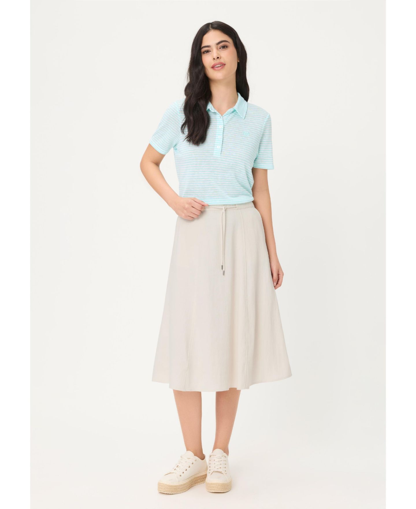 Женская юбка Olsen Twill A-Line, цвет: Льняной бежевый — фото 4