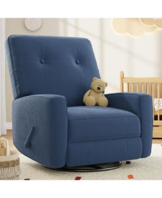 Nursery Recliner Chair,360 Swivel Rocking Glider Chair for Adults with Adjustable Backrest and Footrest,Upholstered Armchair for Living Rooms