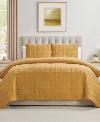 Solid Square 3-Piece Quilt Set, King