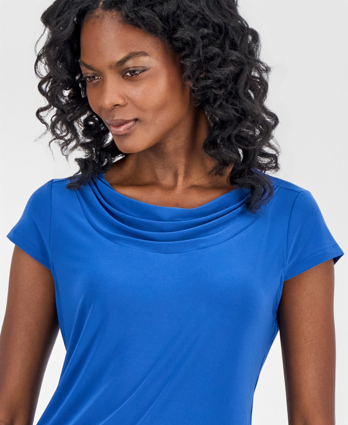 Kasper Petite Cap-Sleeve Cowl Neck Blouse