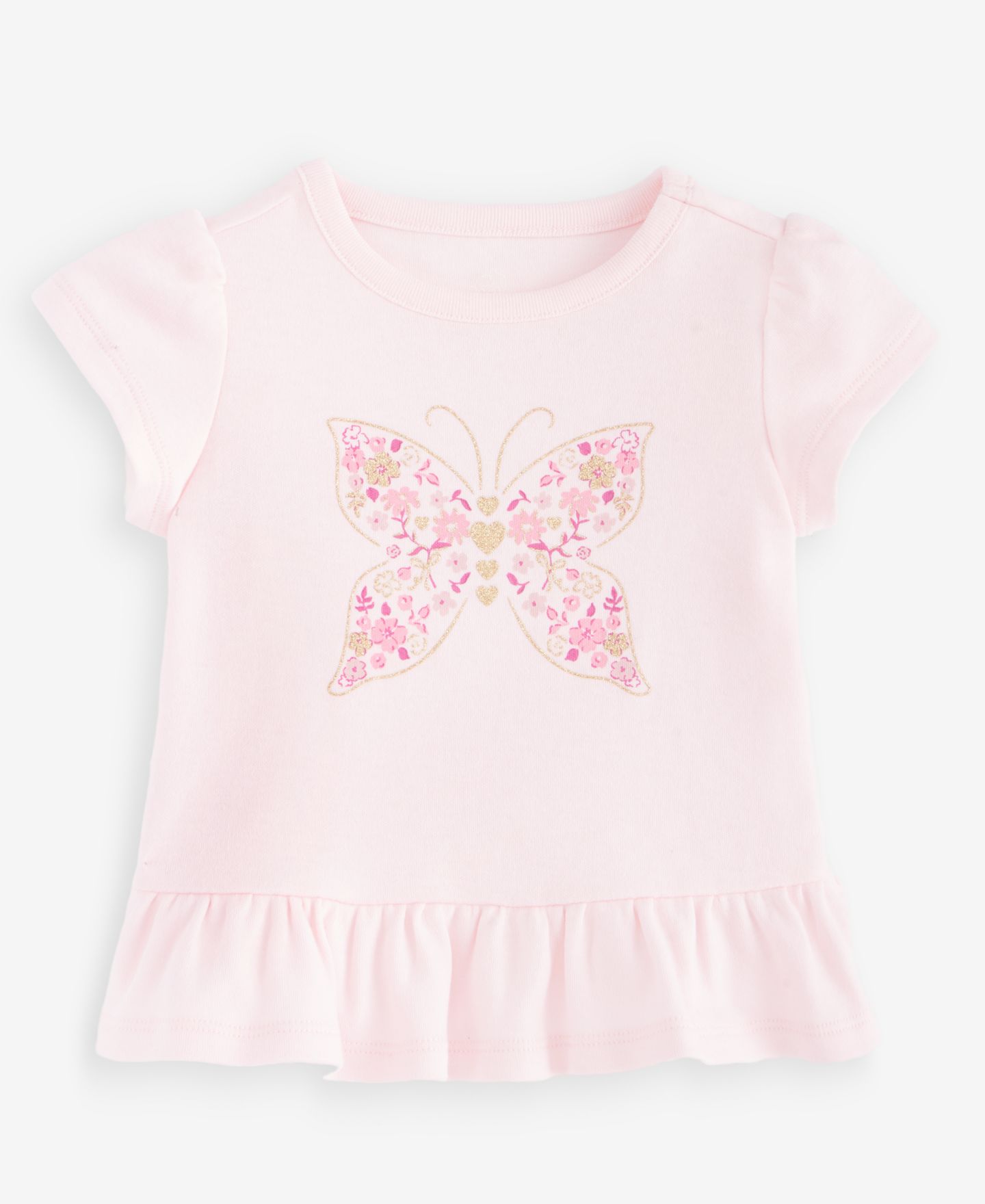 Футболка First Impressions Mix & Match Short-Sleeve Butterfly Peplum T-Shirt для девочек-малышей, цвет: Розовый — фото 1