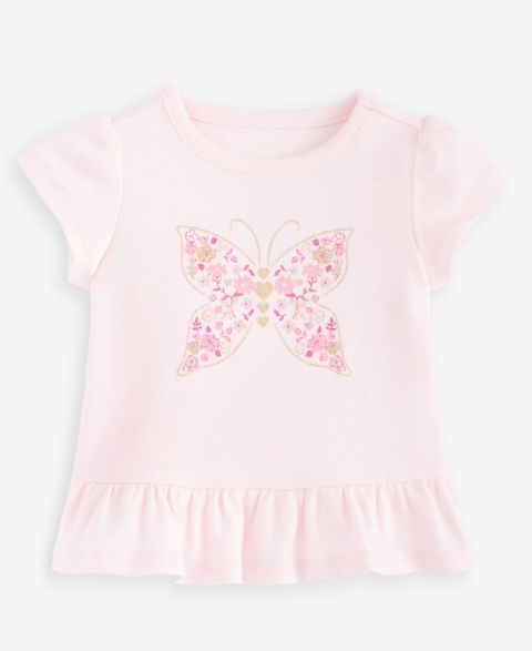 Футболка First Impressions Mix & Match Short-Sleeve Butterfly Peplum T-Shirt для девочек-малышей, цвет: Розовый
