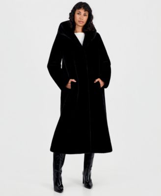 Women's Maxi Hooded Faux Fur Coat