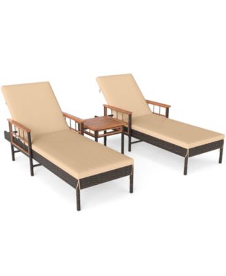 Outdoor 3 Piece Chaise Lounge Set for Patio, Poolside and Garden Comfort Seating