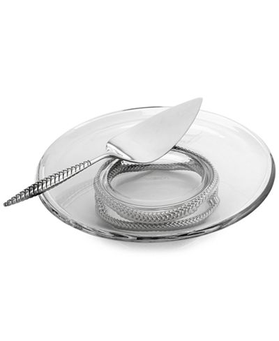 Namb  2 Pc Braid Glass Cake  Plate Server  Set  