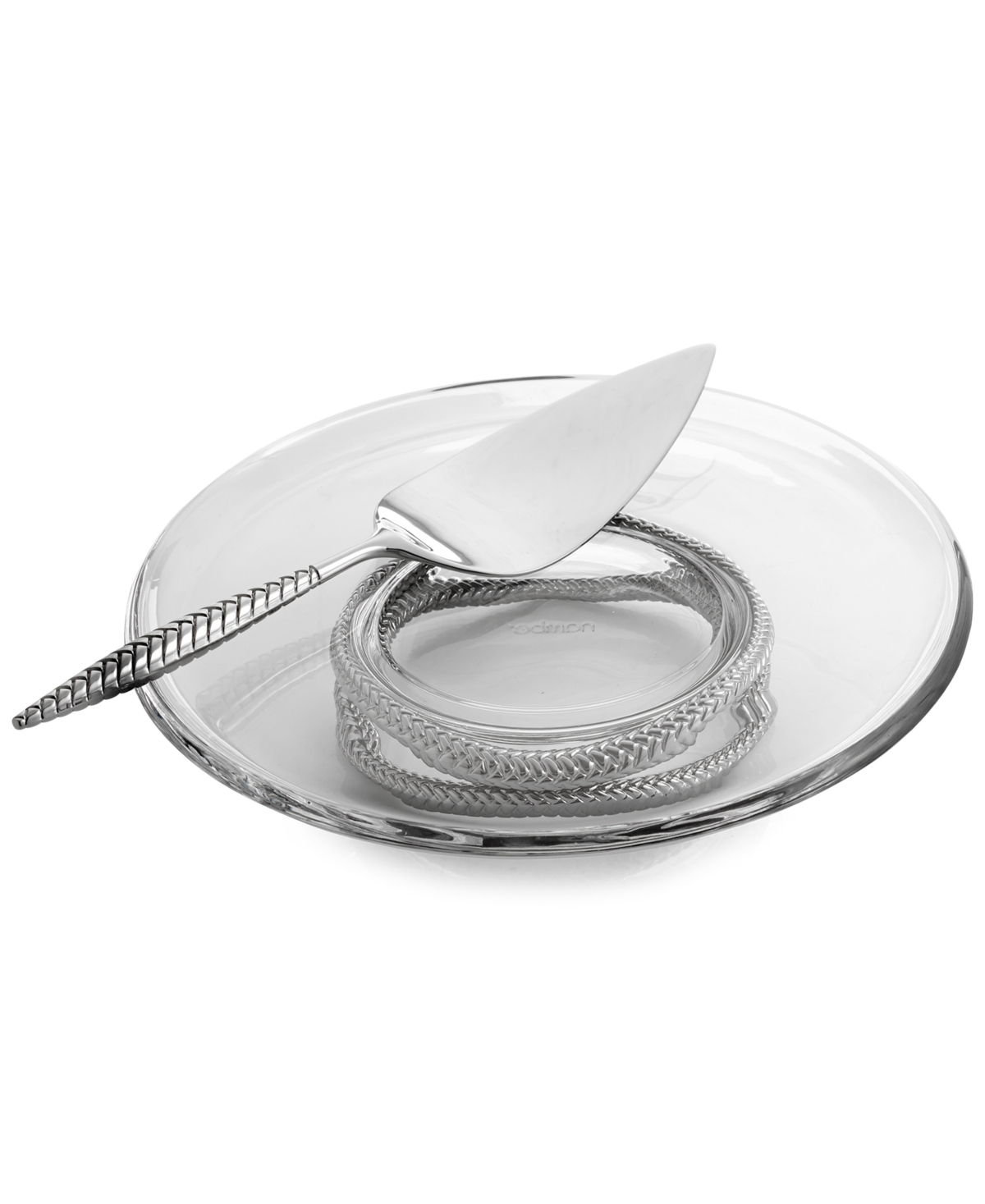 Shop Nambe 2-pc. Braid Glass Cake Plate & Server Set In Glass,silver