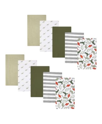 Boy Cotton Poly Flannel Burp Cloths 10-Pack, Multi Color Dino, One Size