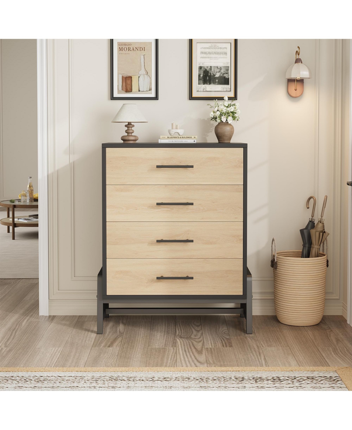gaomon 4-Drawer Dresser for Bedroom Tall Freestanding Wooden Storage Chest