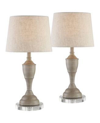 Claude Rustic Farmhouse Accent Table Lamps Set of 2 with Round Riser 22 Inches High Drum Shade for Bedroom Living Room House