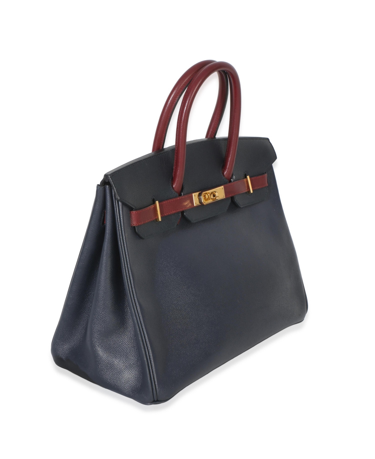 Pre-Owned HERMES Vintage Rouge H Bleu Marine Courchevel Birkin 35 Ghw