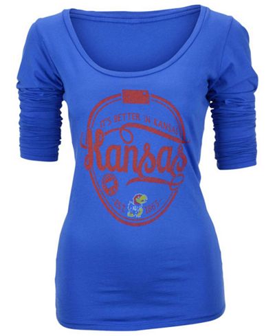 Blue 84 Women's Kansas Jayhawks Republic Scoopneck Long Sleeve T-Shirt
