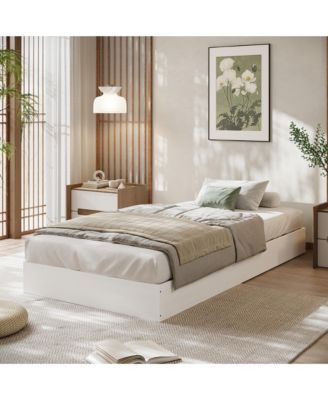 Wood Platform Bed Frame,Bed Frame Without Headboard, Wood Slat Support,No Box Spring Needed, Easy Assembly