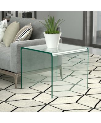 Tempered Glass End Table Transparent Sofa Side Accent Table Living Room