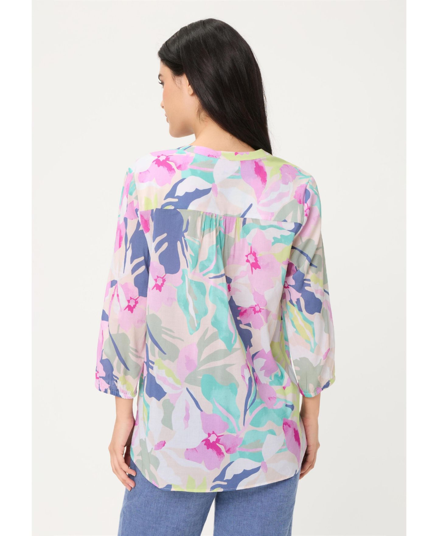 Женская рубашка Olsen Floral Tunic, цвет: Синий — фото 3