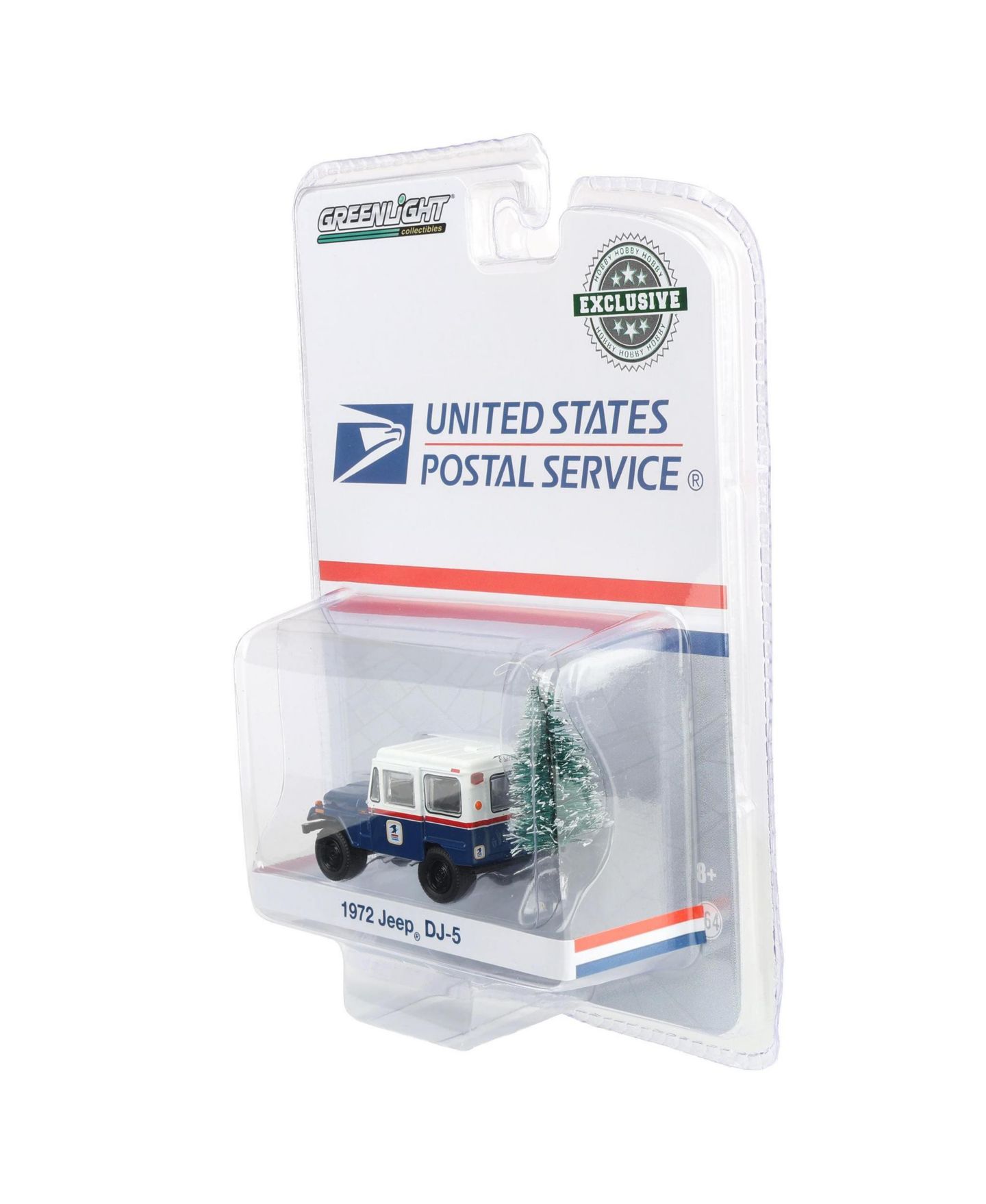 Детские игрушки Greenlight 1/64 Scale 1972 Jeep DJ-5 Usps with Christmas Tree Accessory Collectible Toy Vehicle, цвет: Синий — фото 3