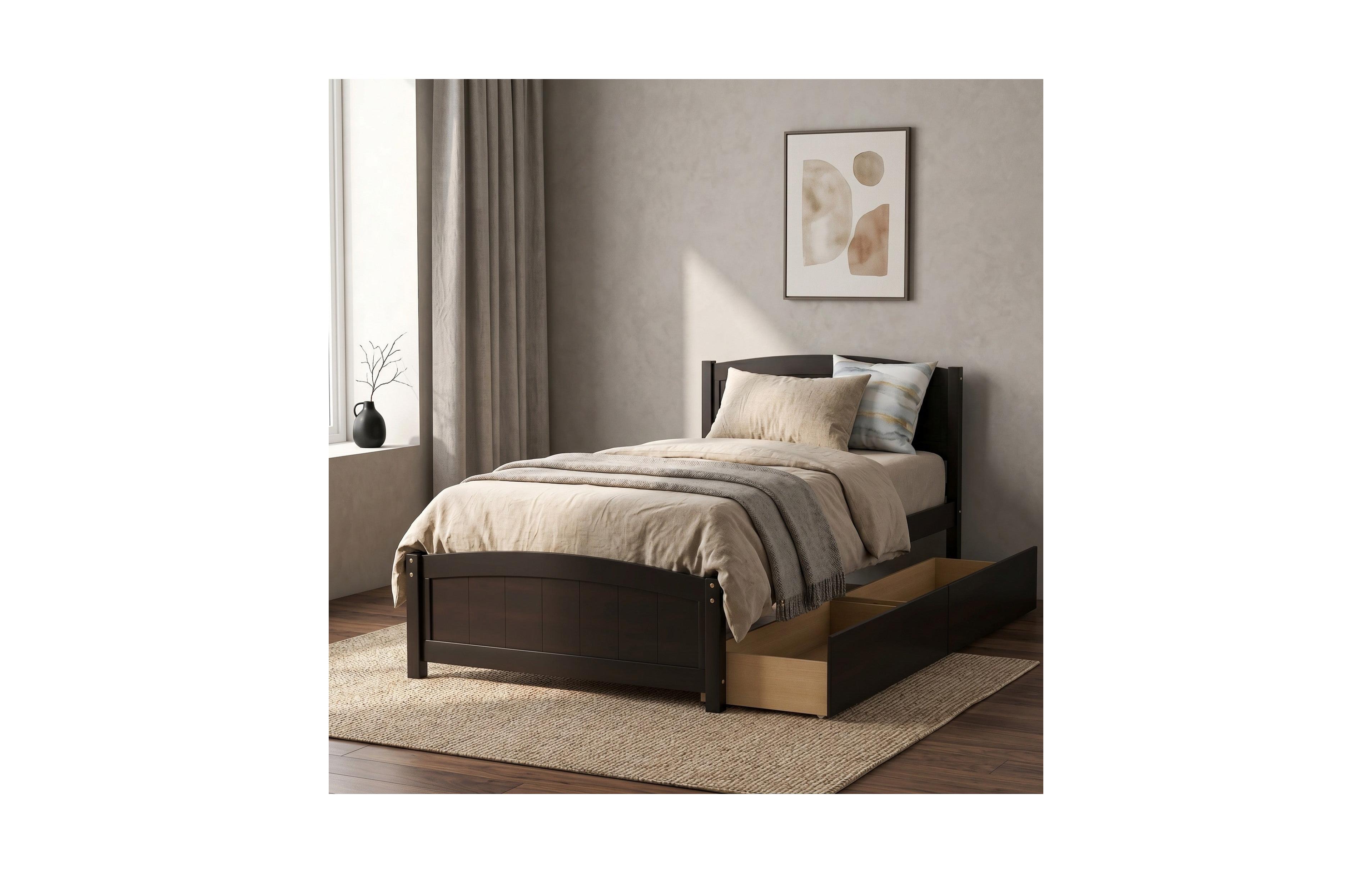 Sailvan Twin Platform Bed with Two Drawers