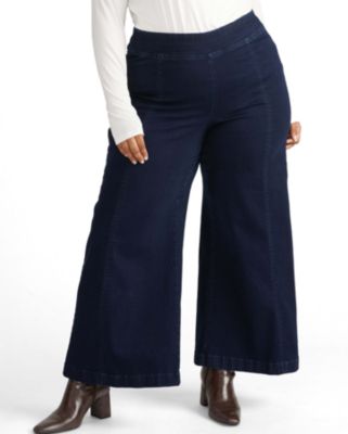 Plus Size Olivia Pintuck Wide Leg Jeans