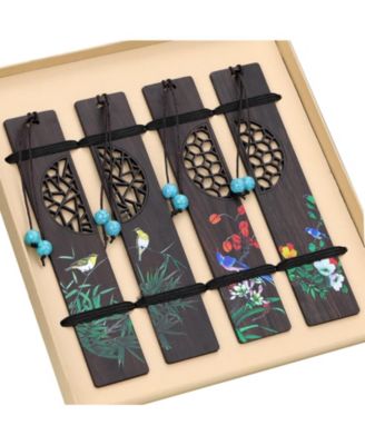 Wooden Bookmark Bird Orchid Carving Gift