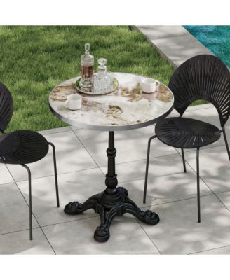 31.5" Round Sintered Stone Bistro Table - Faux Marble Outdoor Patio Table