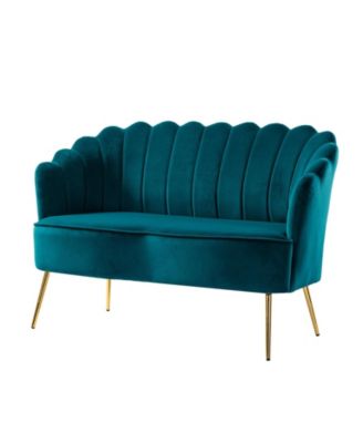 Hendrix Contemporary 50.2" Velvet Loveseat Sofa with Metal Legs