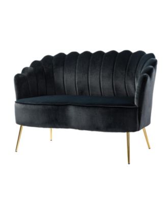 Hendrix Contemporary 50.2" Velvet Loveseat Sofa with Metal Legs