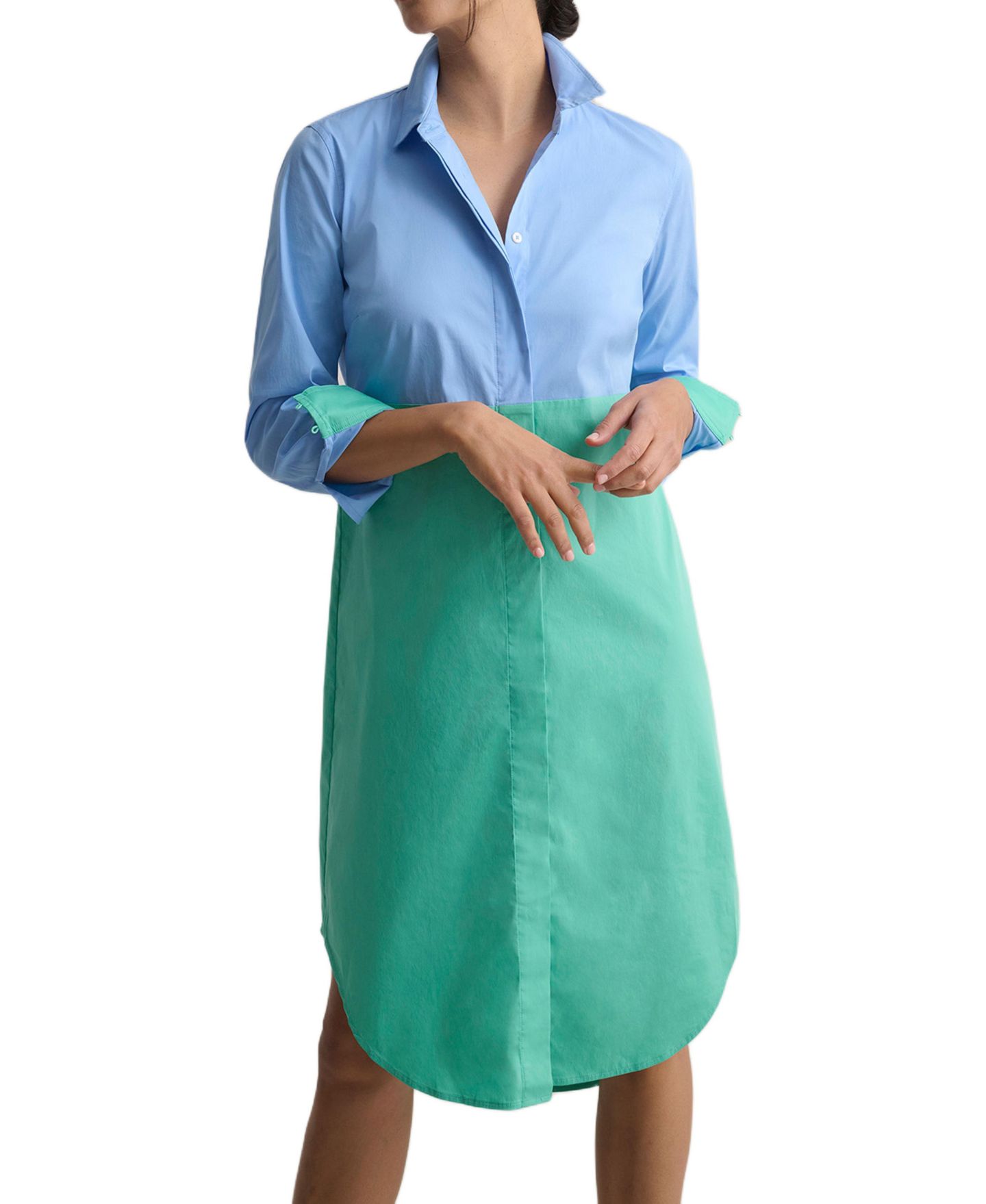 Женское платье UNTUCKit Stretch Cotton Colorblock Meryl Shirtdress, цвет: Синий — фото 1