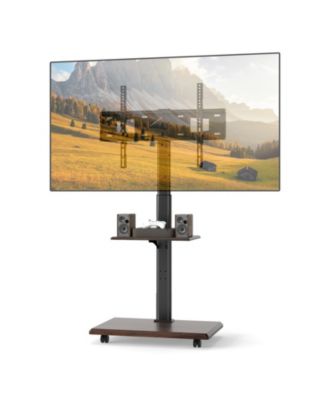 Rolling TV Stand on Wheels with 30 Degree Tilt Mount Adjustable Shelf and Cable Management