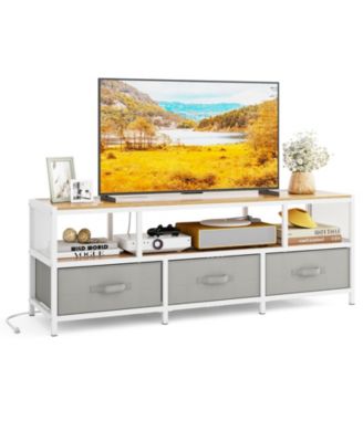 TV Stand for TVs with Power Outlets USB Charging Open Shelf