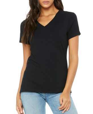 Women's Loose Fit Short Sleeve V-Neck Cotton Stretch Tees
