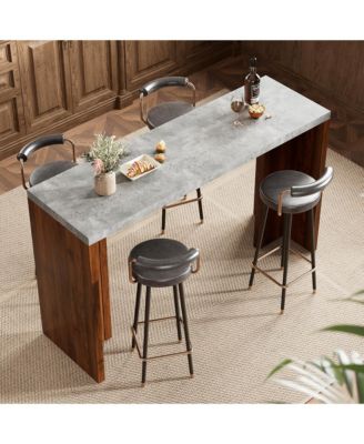 Counter Height Bar Table for 4-6, 55 In Rectangular Pub Table with Faux Marble Top