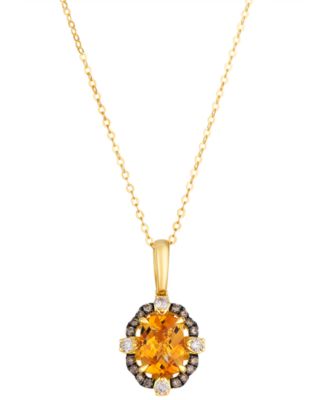Cinnamon Citrine (1 ct. t.w.), Nude Diamond (1/10 ct. t.w.) and Chocolate Diamond (1/8 ct. t.w.) Pendant Necklace in 14k Honey Gold