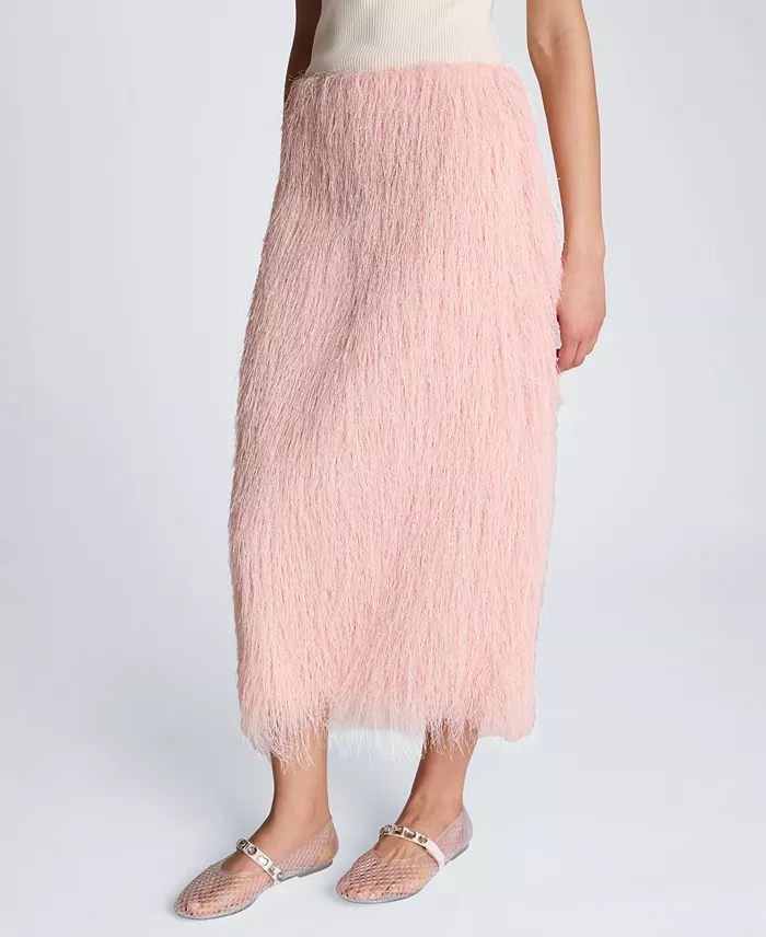Women's Fringed Knit Pull-On Midi Skirt - thumbnail 9