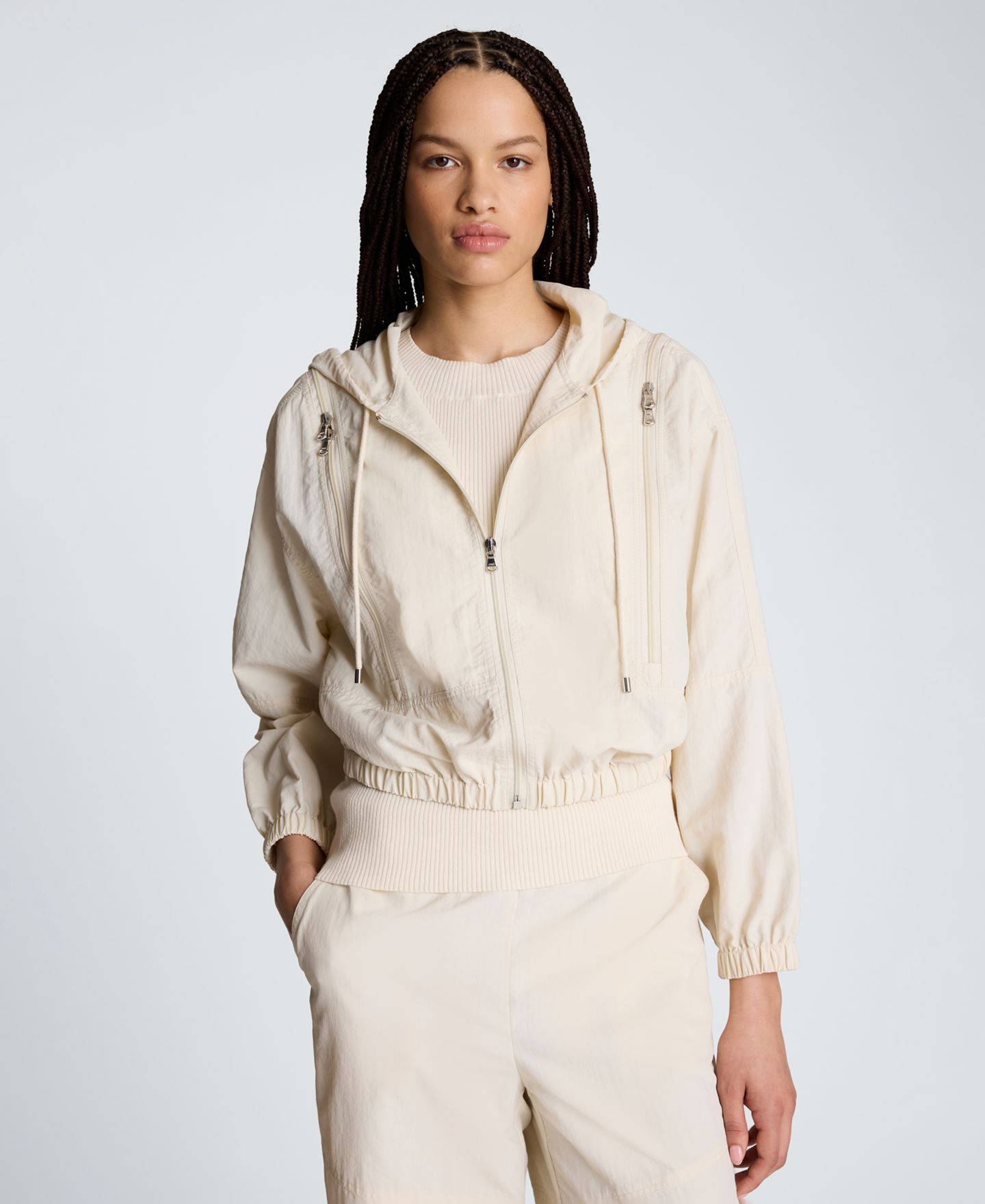 Женское худи Kenneth Cole Zippered Long-Sleeve, цвет: Устричный — фото 1