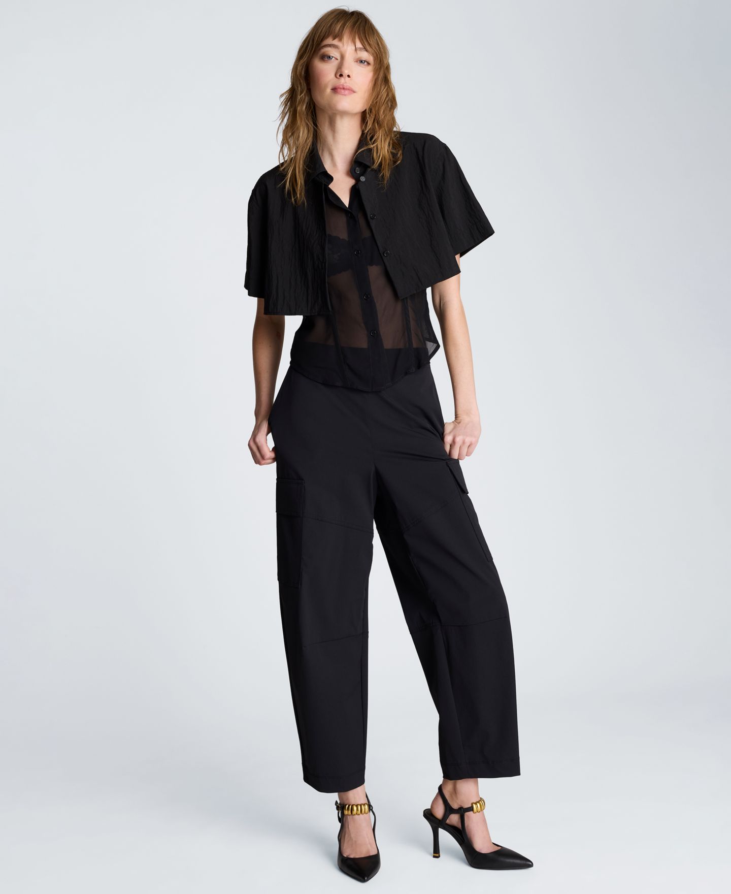 Женские брюки Kenneth Cole Barrel Leg Cargo, цвет: Чёрный — фото 10