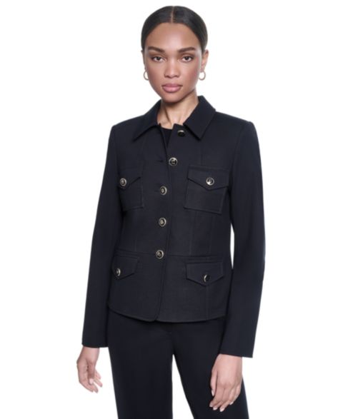Женские куртки KARL LAGERFELD PARIS Women's Cropped Collared Neck Jacket