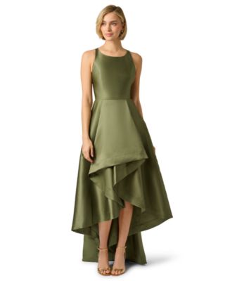 Adrianna Papell High-Low Mikado Gown - Jungle Olive