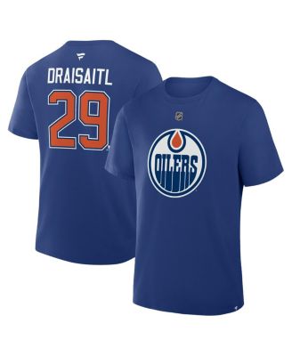 Men's Leon Draisaitl Royal Edmonton Oilers Authentic Stack Name & Number T-Shirt