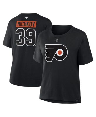 Women's Matvei Michkov Black Philadelphia Flyers Authentic Stack Name & Number T-Shirt
