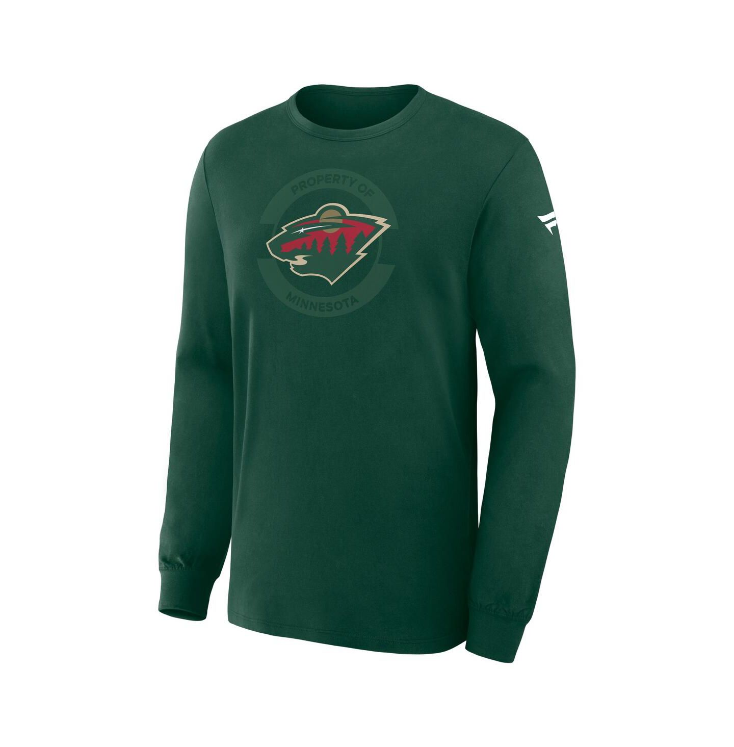 Мужская футболка Fanatics Green Minnesota Wild Authentic Pro Property Of Practice Long Sleeve — фото 1