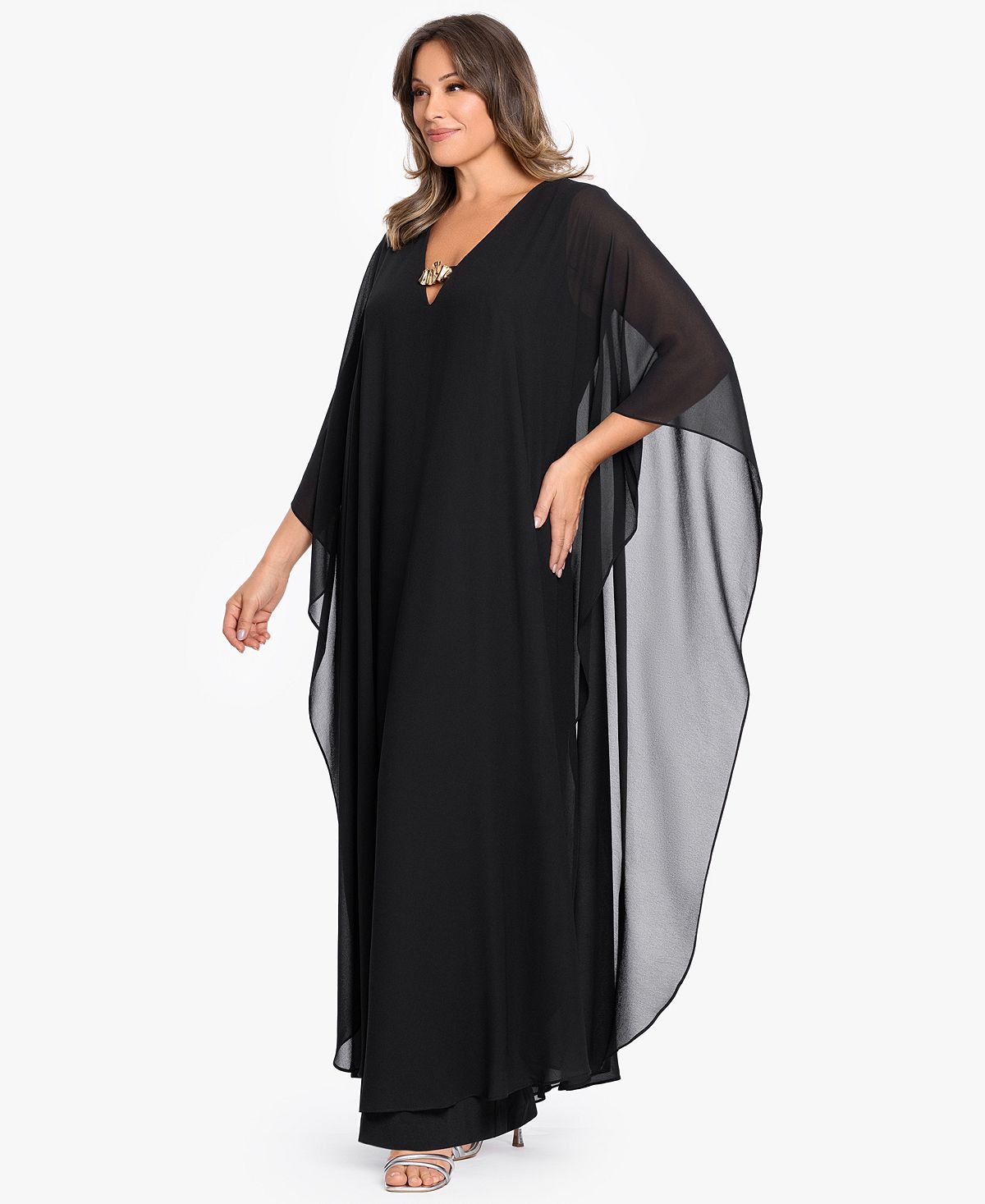 Betsy & Adam Women's V-Neck Long Kaftan Dress view 4 — MAYCSS fashion products