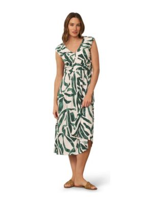 Women's Shirred Printed Midi Dress