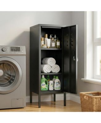 Lockable Metal Locker Cabinet,  Metal Storage Cabinet with Lock, Adjustable Shelf and Ventilation, Steel Locker for Gym, School, Office, Home