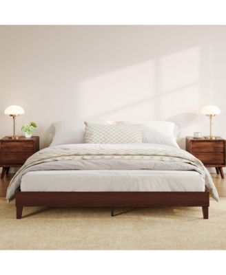 Wood Platform Bed Frame with Wood Slats, Low Profile Bed, Quiet Support and Underbed Storage, No Box Spring Needed
